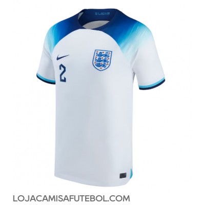 Camisa de Futebol Inglaterra Kyle Walker #2 Equipamento Principal Mundo 2022 Manga Curta